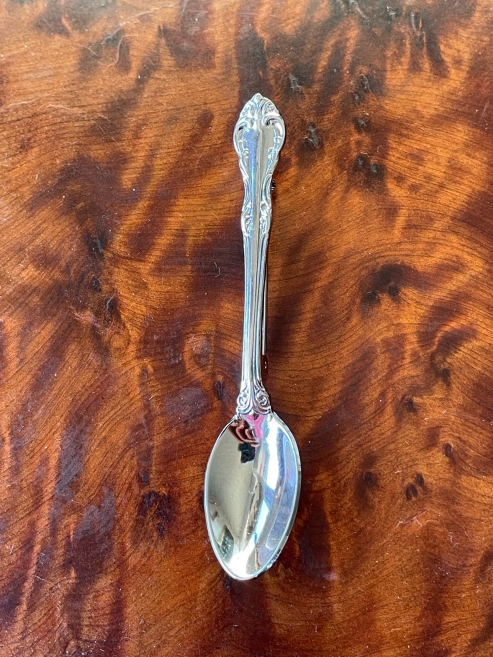 Birks Vintage Cute Regency Plate Decorative Dessert Scrollwork Spoon Brooch Pin